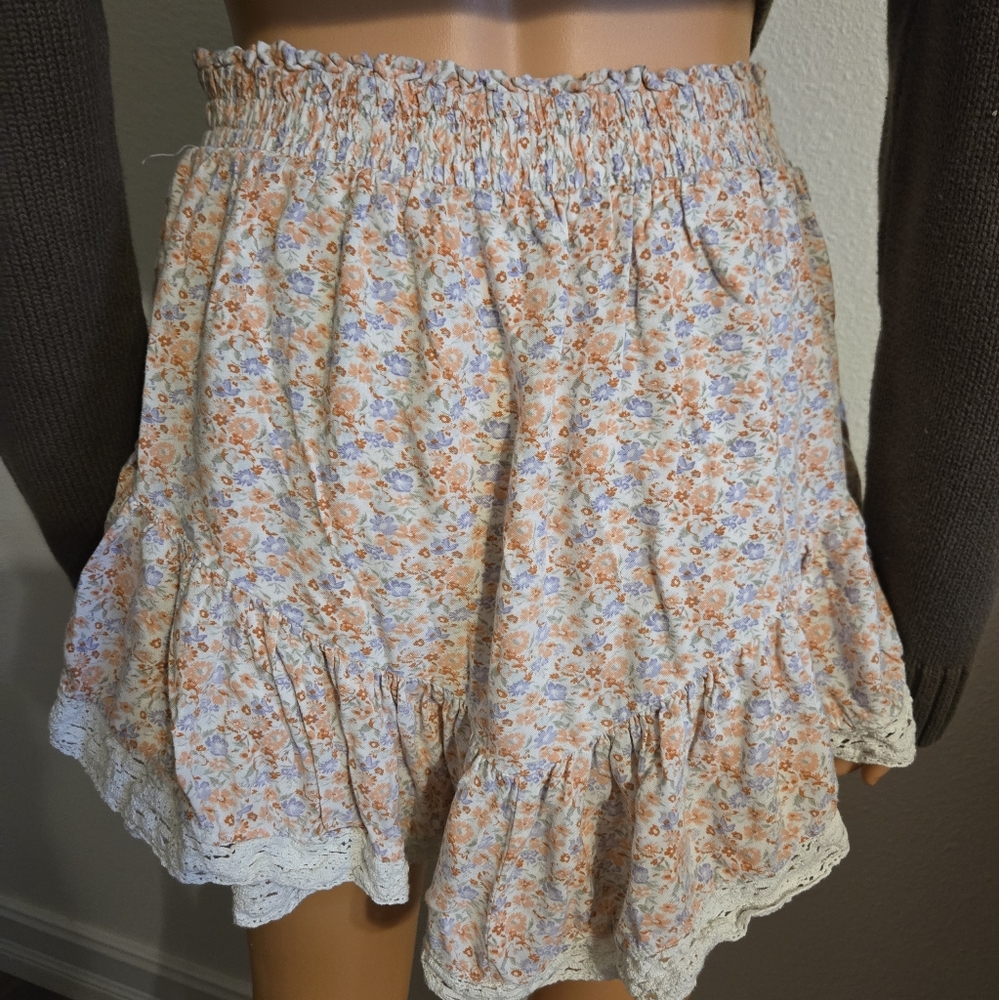 Aeropostale Floral Skirt with Ruffle Accents